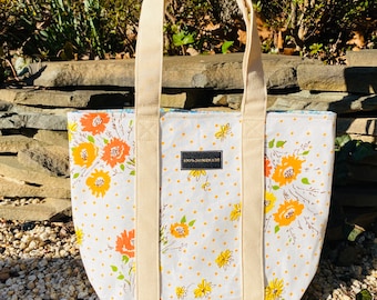 Handcrafted Floral Tote Bag: Repurposed Vintage Fabric