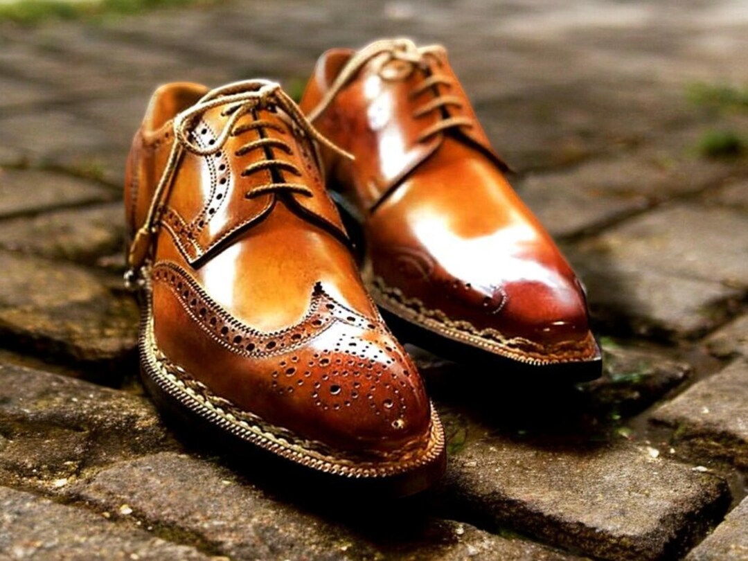 Handmade Men Tan Whole Cut Leather Lace Up Business Shoes, Office Shoes main image 0