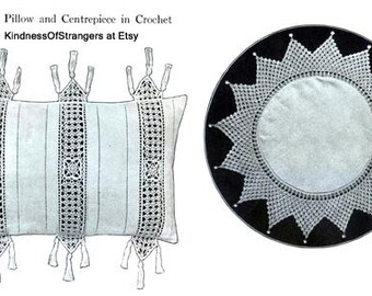 Digital PDF File Download of Antique Crochet Patterns for Mile-A-Minute Sofa Pillows & Centerpieces