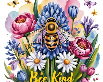 Bee Kind Sublimation Design, Floral Bee Shirt (Digital Download)