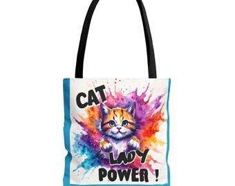 Cat Lady Power Tote Cat Lover Bag | Cat mom tote bag | Cat lover gift for cat mom | Cat lover bag | Animal tote shopper