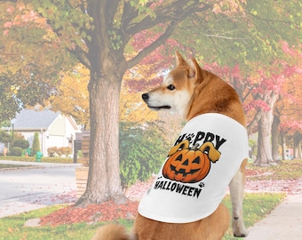 Halloween Dog Tank Top, Pumpkin Ears Costume, Pet T-Shirt