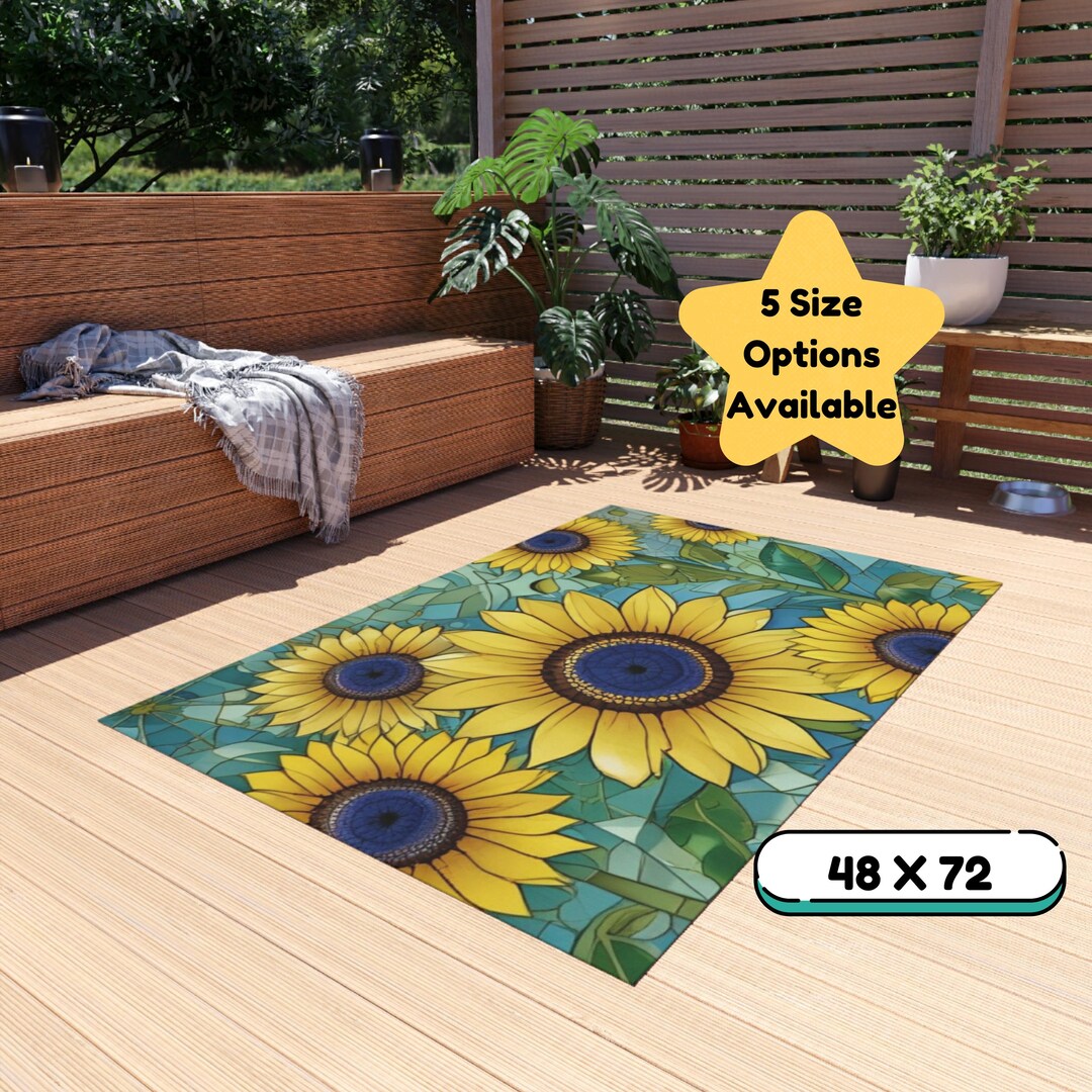 Indoor/outdoor Rug, Sunflower Design, Patio Rugs, Livingroom Rugs ...