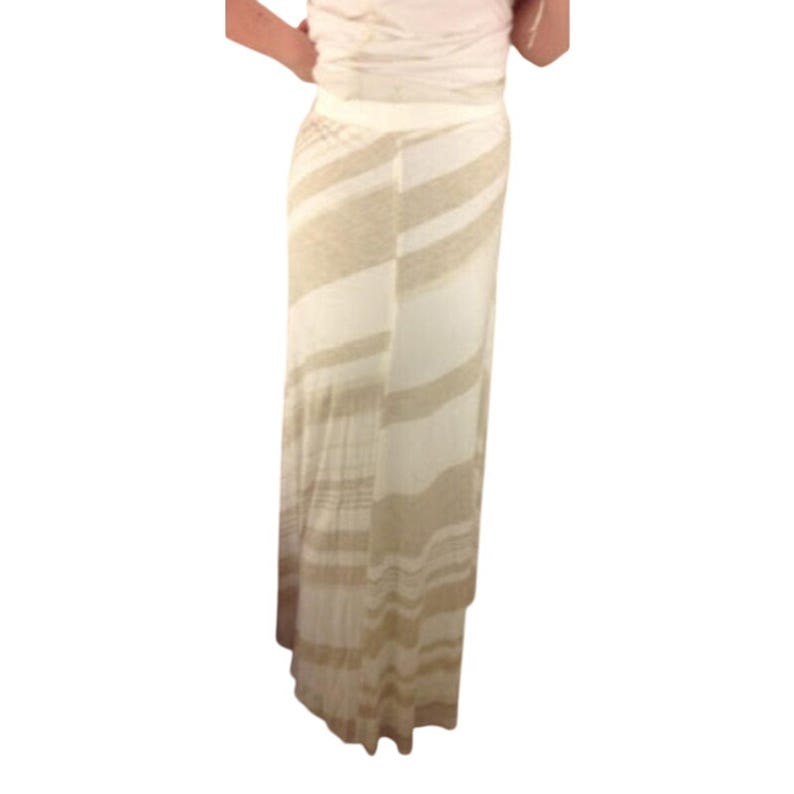 Anthropologie Esker Maxi Skirt - White/Tan - LG image 1