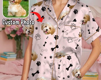 Personalisierter Haustier Pyjama, Damen Pyjama, Familien Pyjama, Benutzerdefinierte Gesichtshose, Geburtstagsgeschenke, Pyjama Set, Geschenk für Sie, Benutzerdefiniertes Foto Shirt