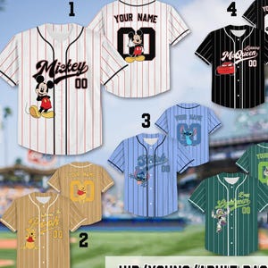 Personalized Disney All Characters Jersey, Mickey Birthday Jersey, Disney Pixar Jersey Kid,Custom Disneyland Baseball Team,Disney Family Tee