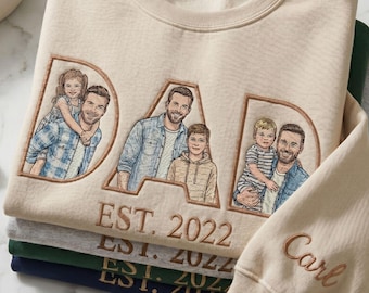 Camiseta personalizada con foto bordada, regalo para papá, bordado personalizado con foto para papá, regalo personalizado para el Día del Padre, suéter bordado para papá, camiseta personalizada con foto
