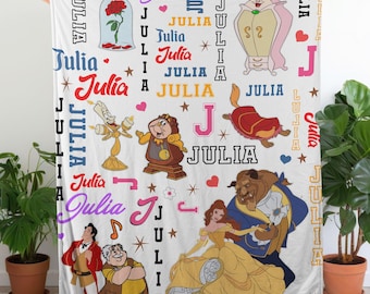 Personalized Belle Blanket, CustomDissney  Beauty and the Beast Fleece Throw,Kids Birthday Gift, Nursery Decor, Toddler Gift,Disney Birthday
