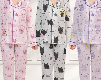 ATEEZ Pajamas Set,Cute ATEEZ Character Pajamas, Ateez chibi, Gift For Christmas, ATEEZ Worldtour, Ateez Chibi Pajamas Set,Kpop Pajamas,Mingi