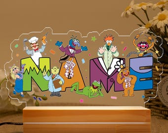 Custom Muppets Name Night Light, Personalized Muppets Characters LED Lamp, Kids Room Decor, Birthday Gift for Boys Girls, Muppet Show Light