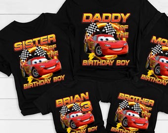Personalized Lightning McQueen Birthday Boy Shirts, Disney Custom Cars Birthday Shirt, Disneyland Family Matching Shirt, Pixar Car Birthday