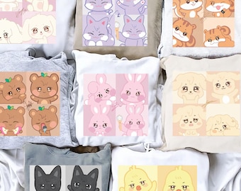 Cute ATEEZ Sweatshirt, Hoongjoongie Wooyoung Woonyo Mingi, Atiny Tee, Kpop Fan Tee, ATEEZ Chibi, ATEEZ Concert Outfit,Cute Kpop Animal Merch