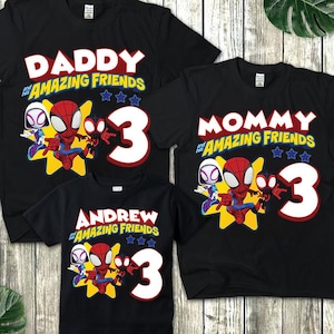Personalized Spidey And His Amazing Friends Birthday Shirt, Custom Kids Shirts, Spider Birthday Boy Shirt, Spiderman Family Matching Shirt