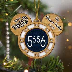 Personalized Disney Cruise Line Ornament 2025, Mickey Family Cruise Ornament, Stateroom door number cabin Wooden Ornament, Porthole Ornament