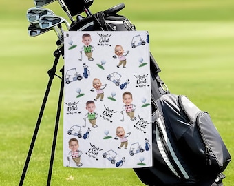 Personalized Golf Towel With Kids Photo, Golf Lover Gift, Best Dad By Par, Kids Golf Rag, Dad Gift, Gift For Dad, Custom Fathers Day Golf