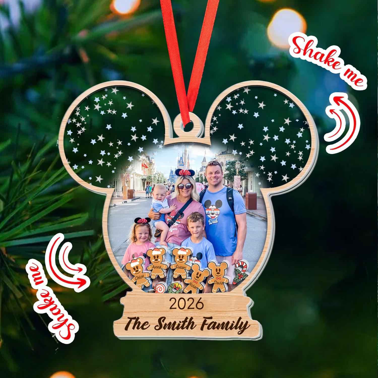 Custom Photo Disney Family Trip 2025 Ornament, Disneyland Family
