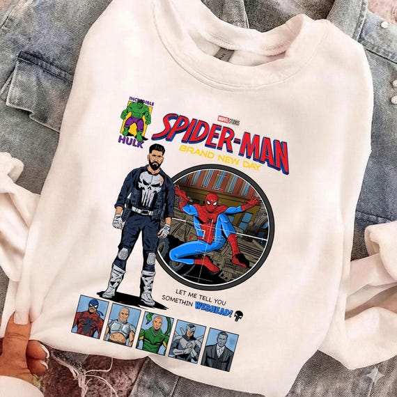 Spider-Man Brand New Day Shirt, Vintage 90s Bootleg Graphic Tee, Funny Marvel Meme T-Shirt, Retro Punisher Unisex Clothing Gift, Marvel Team