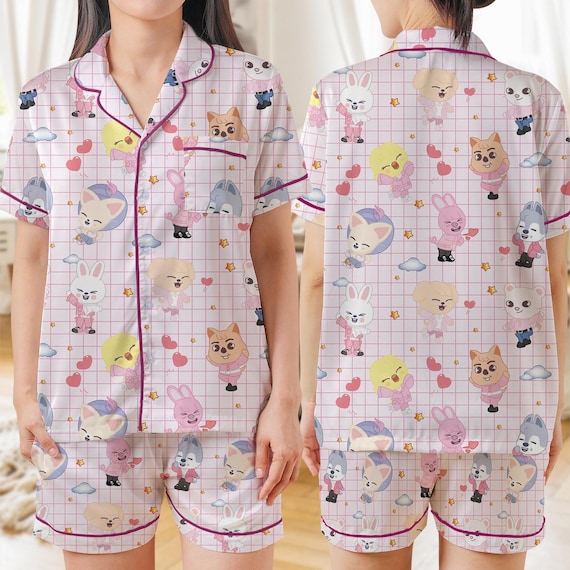 Straykids Pajamas Set,cute Straykids Pajamas, Skzoo Chibi Shirt