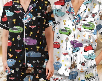 Disney Cars Pyjamas Shirt, Disney Nachtwäsche Set, Cars Pixar Charakter, Disney Fan Geschenk, Disney Pyjamas Charaktere, Mc Queen Mater Sally Hudson