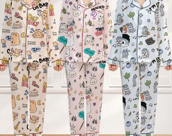 Custom Stray Kids Pajamas Set, Skzoo Sleepwear, Kpop Pjs, Bang