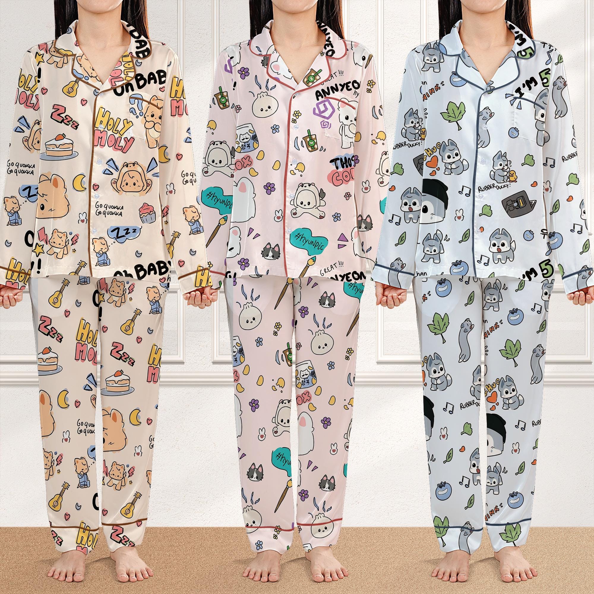 Custom Stray Kids Pajamas Set, Skzoo Sleepwear, Kpop Pjs, Bang