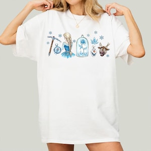Chemise princesse Disney, t-shirt personnalisé aquarelle pour vacances en famille, chemise Belle Ariel Tiana Raiponce blanche neige Elsa la reine des neiges, cadeau Magic Kingdom image 6