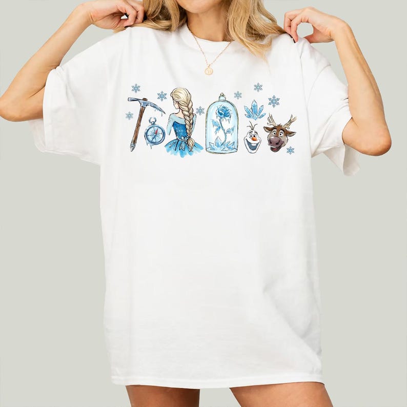 Chemise princesse Disney, t-shirt personnalisé aquarelle pour vacances en famille, chemise Belle Ariel Tiana Raiponce blanche neige Elsa la reine des neiges, cadeau Magic Kingdom image 6