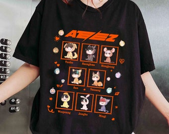 Cute Ateez Aniteez Chibi Sweatshirt, Ateez Member shirt, Ateez The World Ep.Fin Will Album Shirt, ATEEZ World Tour 2024 Kpop Tee, Hongjoong