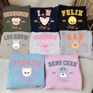 Felpa carina del gruppo dei membri degli Stray Kids, maglietta Stray Kids Skzoo Kpop, maglietta Stray Kids World Tour 2025, Seungmin, Changbin, Hyunjin, Han, I.N