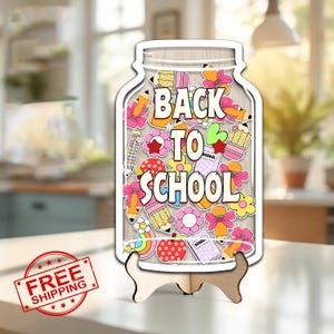 Custom Teacher Seamless Pattern Reward Jar, Teacher Appreciation Gift, Back to School Seamless Gift, Teacher Gift, Classroom Decor