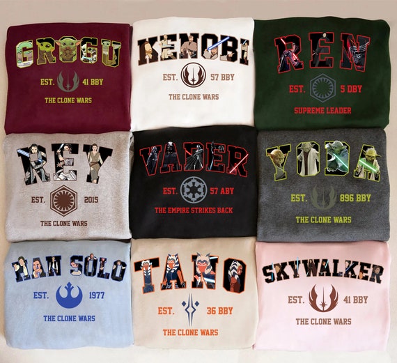Star Wars Character Group Sweatshirts, Star Wars Sweatshirt, Yoda, Mandalorian, Anakin Skywalker, Ahsoka Tano, Keno, Star Wars Family Shirt