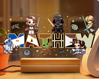 Custom Name Disney Star Wars Night Light, Disney Star Wars Birthday Boy Gift, Gifts Lamp For Kids, Disney Family Room Decor, Home Decor Gift