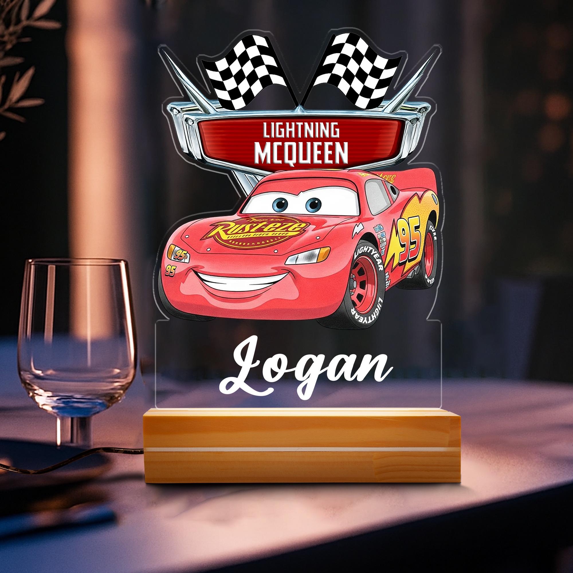 Personalised LIGHTNING MCQUEEN Cars Night Light, Nursery Decor for