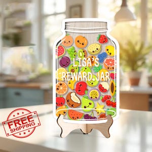 Personalized Fruit Reward Jar, Fruits Tokens For Classroom, Back to school Gift, Colorful Classroom Decor, Gifts for Kids, Behavior Tokens