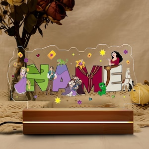 Custom Name Tangled Rapunzel Night Light, Disney Princess Room Decor, Disney Rapunzel Cheshire Lamp,ChristmasGift, Birthday Gift for Kid