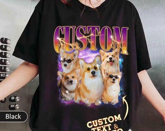 Custom Pet Bootleg Shirts,Custom Photo Shirt, Custom Retro Dog Bootleg Tee, CUSTOM Your Own Bootleg Idea Here,Cat Mom Gift, Pet Photo Shirt