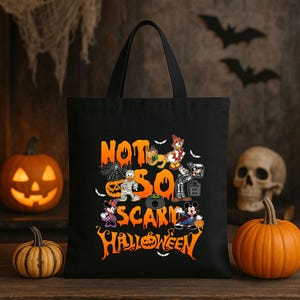Disney Not So Scary Tote Bag, Disney Skeleton Bag, Disney Characters Tote Bag, Trick or Treat Bags, Gifts For Halloween, Halloween Matching