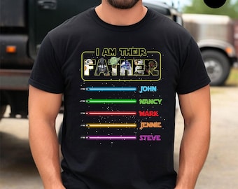 Benutzerdefinierte Ich bin ihr Vater Shirt, Dad T-Shirt, Star Wars Vater Sweatshirt, Vatertag, benutzerdefiniertes Shirt mit Lichtschwerter, Darth Vader Hoodie Tee