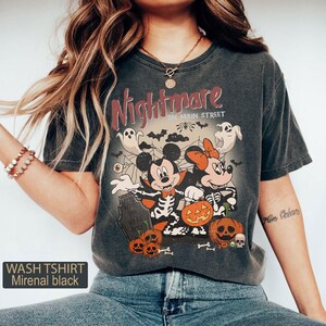 Mickey Nightmare on Main Street Comfort Color Shirt, Mickey Skeleton T-shirt, Spooky Season Shirt, Disney 2025 Sweater, Cute Fall Shirt