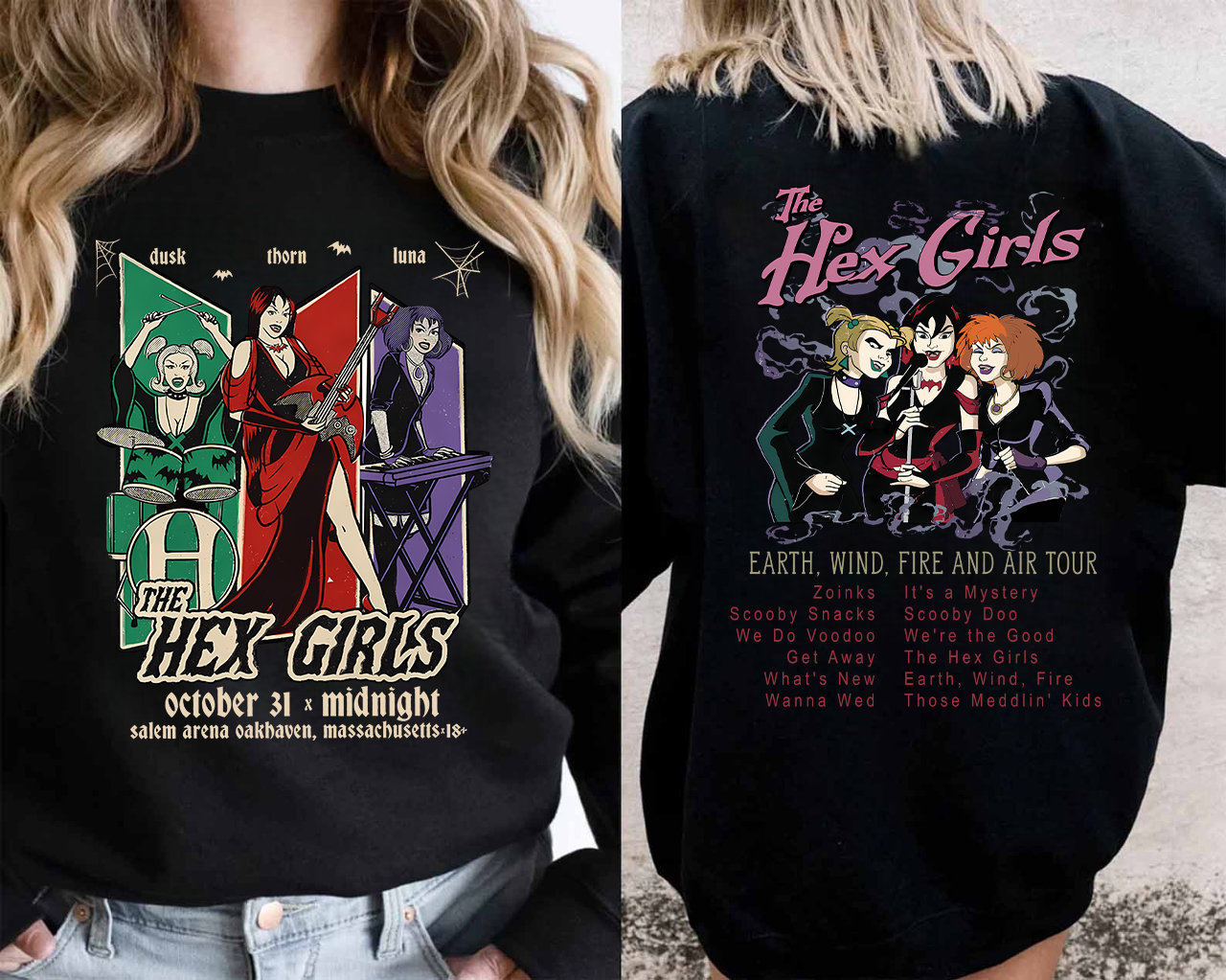 The Hex Girls Sweatshirt, The Hex Girls Rock Band Music T-Shirt, Concert Shirt, Retro Halloween Shirt, Halloween shirt, Gift For Halloween