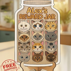 Custom Cat Reward Jar, Cat Safari Token Classroom Teacher, Good Behavior, Kindness Gift Class Reward Jar, Back to School Gift, Gift For Kid