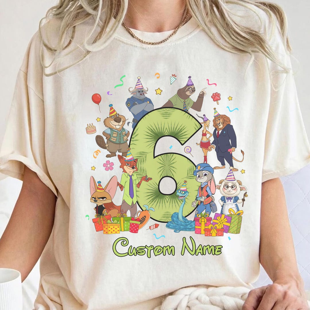 Custom Zootopia Birthday Shirt, Personalized Disney Birthday Boy Girl Tee,Safari Animals P