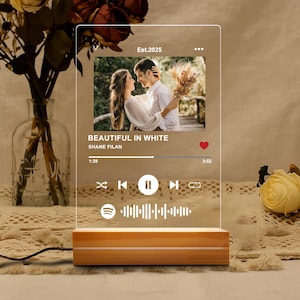 Custom Photo Music Plaque Night Light, Music Photo Name Night Light, Song Plaque Anniversary Gift For Him, Birthday Gifts, Bedroom Decor