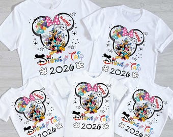 Personnalisation Chemises voyage Disney 2026, chemise voyage famille Disney 2026 personnalisée, chemise Disneyworld, chemise groupe Disney, chemises nouvel an 2026