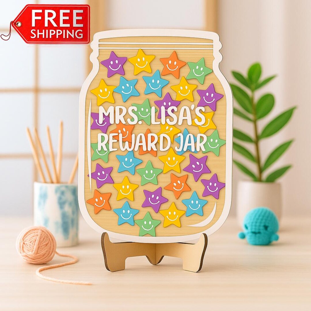 Personalised Star Smile Reward Jar, Custom Star Jar With Tokens, Back ...
