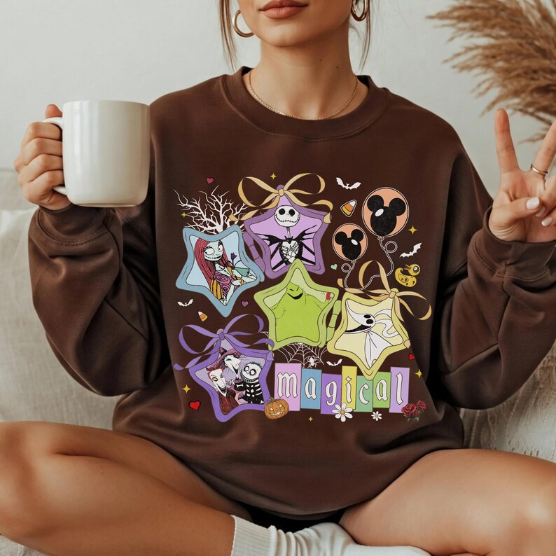 Retro Jack and Sally Shirt, Magical Halloween Disney Tee, Oogie Boogie Zero T-shirt, Spooky Vibes Sweatshirt,Nightmare Before Christmas Gift image 6