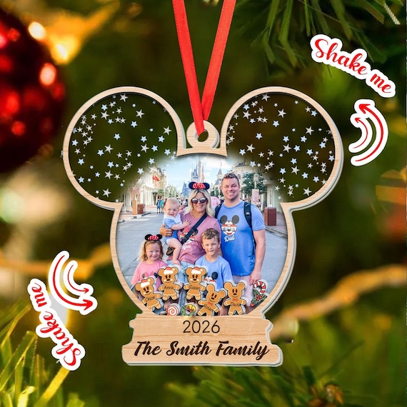 Custom Photo Disney Family Trip 2025 Ornament, Disneyland Family