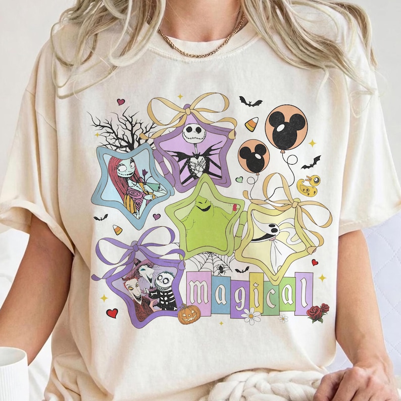 Retro Jack and Sally Shirt, Magical Halloween Disney Tee, Oogie Boogie Zero T-shirt, Spooky Vibes Sweatshirt,Nightmare Before Christmas Gift image 1