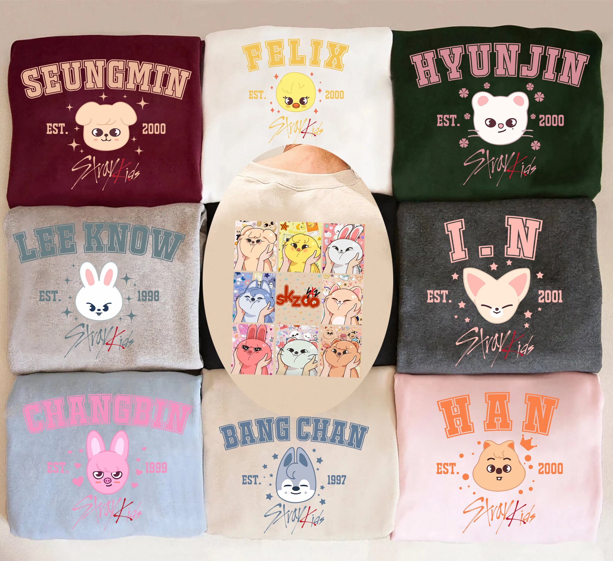 Cute Stray Kids Member Sweatshirt, SKZOO Characters Shirt, Stray