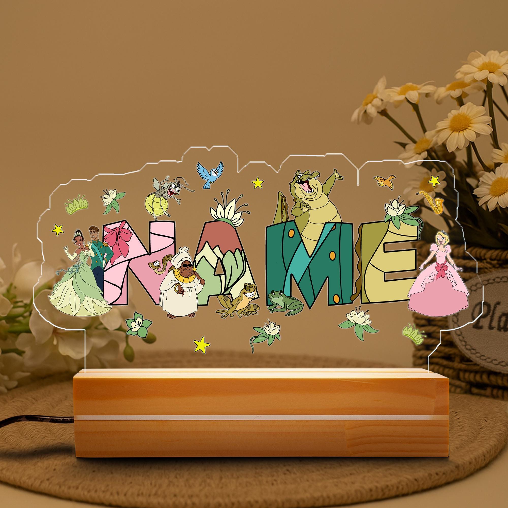 Discover Custom Name The Princess and the Frog Night Light, Disney Princess Nightlight, Tiana Gifts Lamp, Family Room Decor, Birthday Girl Gifts